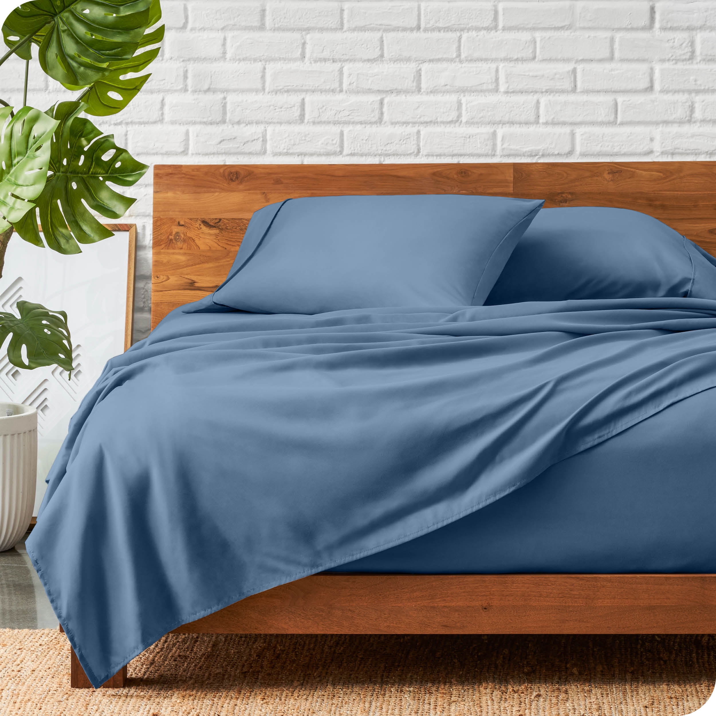 Bare Home Coronet Blue Microfiber Sheet Set, Wrinkle Resistant, Deep Pocket, Twin XL