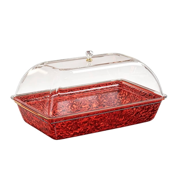 Bandeja refrigerada duradera, bandeja transparente para hielo, tabla para platos fríos decorativa Rojo