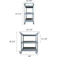 thumbnail image 6 of TrueCraftware- 3-Tier Gray Plastic Utility Bus Cart with (2) 4" Locking Casters and (2) 4" Regular Casters 33-1/2" x 16-1/8" x 37"- Utility Push Cart for Foodservice Restaurant Cleaning Workplace, 6 of 6
