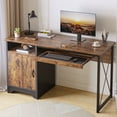 thumbnail image 5 of Bestier 47" Computer Desk Reversible Home Office Desk Executive PC Table with Keyboard Tray and Storage Cabinet, Rustic Brown, 5 of 16