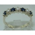 thumbnail image 3 of LBG 18k White Gold Cultured Pearl & Sapphire Womans Eternity Band Ring - Size 10, 3 of 6