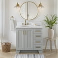 thumbnail image 2 of Ariel Taylor 36 In. Left Offset Oval Sink Bathroom Vanity With Carrara White Quartz Countertop 1.5 Edge In Grey, 2 of 10