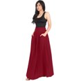 thumbnail image 4 of KOH KOH Long Flowy Cute Modest High Empire Waist Full Floor Length Pockets Casual Semi Formal Vintage Work Office Workwear Maxi Skirt For Women Crimson Dark Red XXX-Large US 22-24 NT325, 4 of 7
