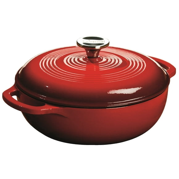 Dutch Oven Lodge, hierro fundido esmaltado, 3 cuartos de galón, color rojo especiado