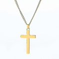 thumbnail image 1 of Collar con colgante de cruz religiosa de acero inoxidable pulido con cierre de langosta - Oro - Código de producto 57156 Plata, 1 of 2