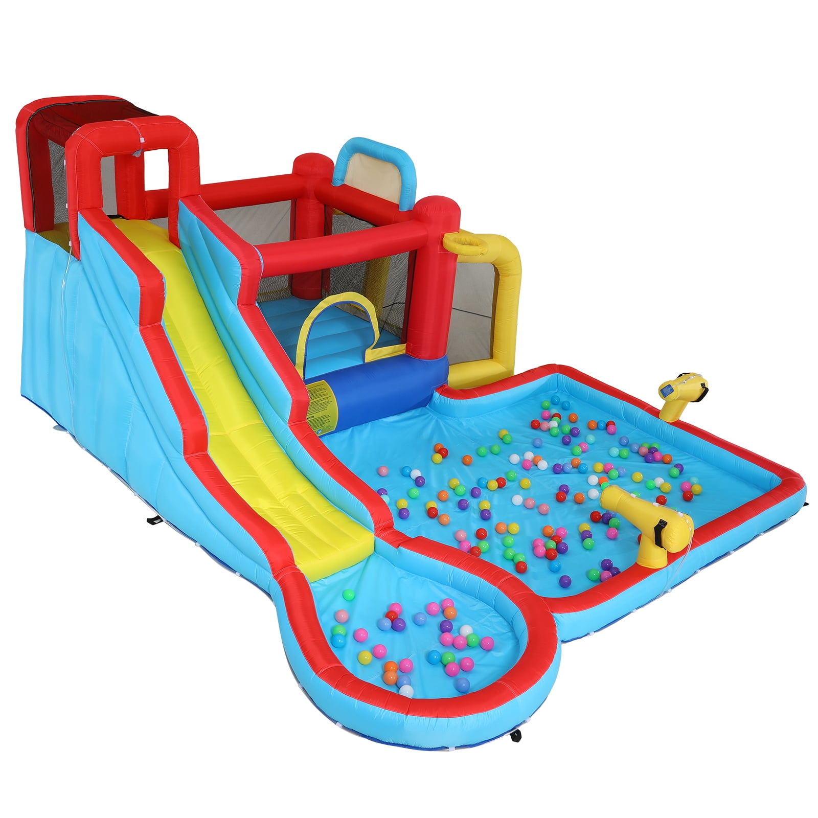 Funcid Inflatable Water Slide Bounce House for Kids, 14.6 x 11.FT Inflatable Bouncer with Pool, Jump Area, Water Slide, Climbing Wall & 620W Blower, Indoor Outdoor Play