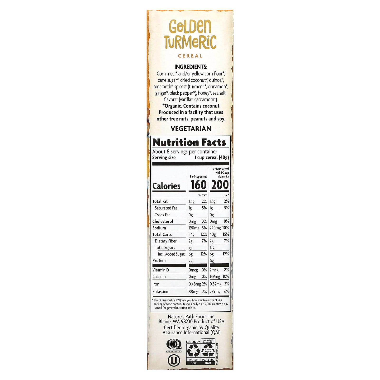 Nature's Path, Golden Turmeric Cereal, 10.6 oz Pack of 3