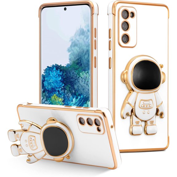 ZUKKASHAN Compatible with Samsung Galaxy S20 FE 5G Case with Cute Astronaut Kickstand Design Shockproof Plating Phone Case for Galaxy S20 FE 5G