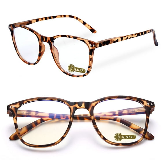 LUFF 2 Packs Resin Lightweight Reading Glasses with Spring Hinges Stylish Computer Readers for Man&Moman,2.0x Tortoiseshell