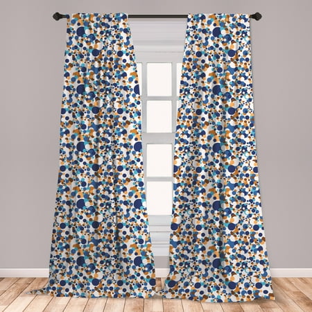 Curtain Color For Sky Blue Wall Abstract Curtains 2 Panels Set, Abstract Circle Round in Color Bubble Retro Celebration Design, Window Drapes for Living Room Bedroom, Sky Blue Cinnamon, by Ambesonne ()