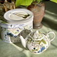 thumbnail image 3 of STP GOODS Wild Berries Bone China Teapot in Gift Box 33.8 fl oz (1 L) Kitchen Teapot for Loose Tea Bone China Tea Pot Tea Brewer Tea and Coffee Pot Kettle for Blooming Teas, White Blue Green, 3 of 12