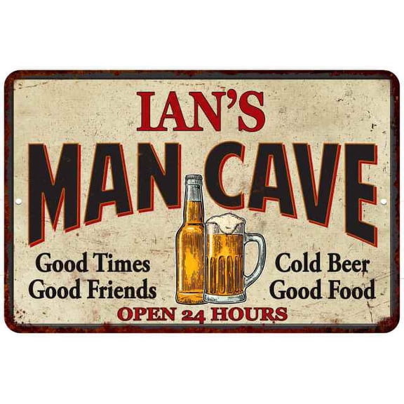 IAN'S Man Cave Gift Metal Sign Wall Decor Gift 12x18 112180011266