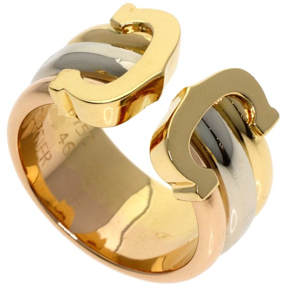 Pre-Owned Cartier 2C LM #46 Ring, 18K Yellow Gold/18KPG/18KWG, Women's