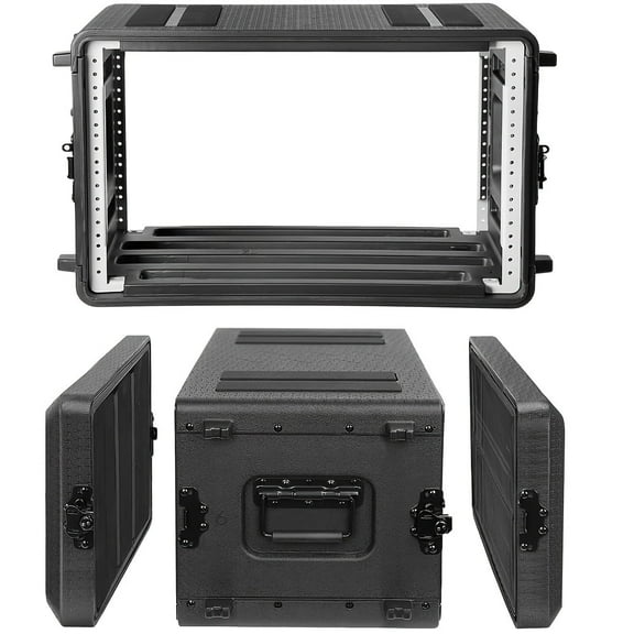 6U Rack Case - Waterproof & Dustproof Design with Microphone Compartments, Detachable Panels, for Pro Audio/DJ Equipment