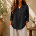 thumbnail image 2 of Summer Sales Womens Summer Tops Loose‑Fit Cotton‑Linen 3/4 Sleeve Lightweight Casual Blouse Oversized Tshirts for Women Under 12$, 2 of 6