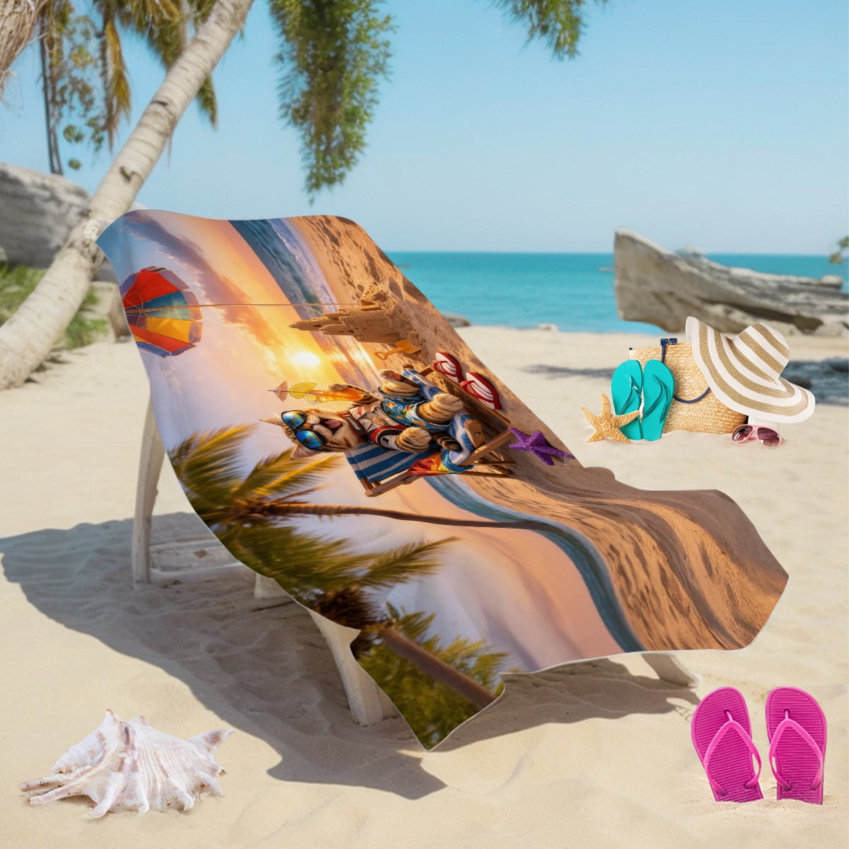 CCTFS Summer Beach Party 59×78in Oversized beach towels Microfiber for Beach Camping