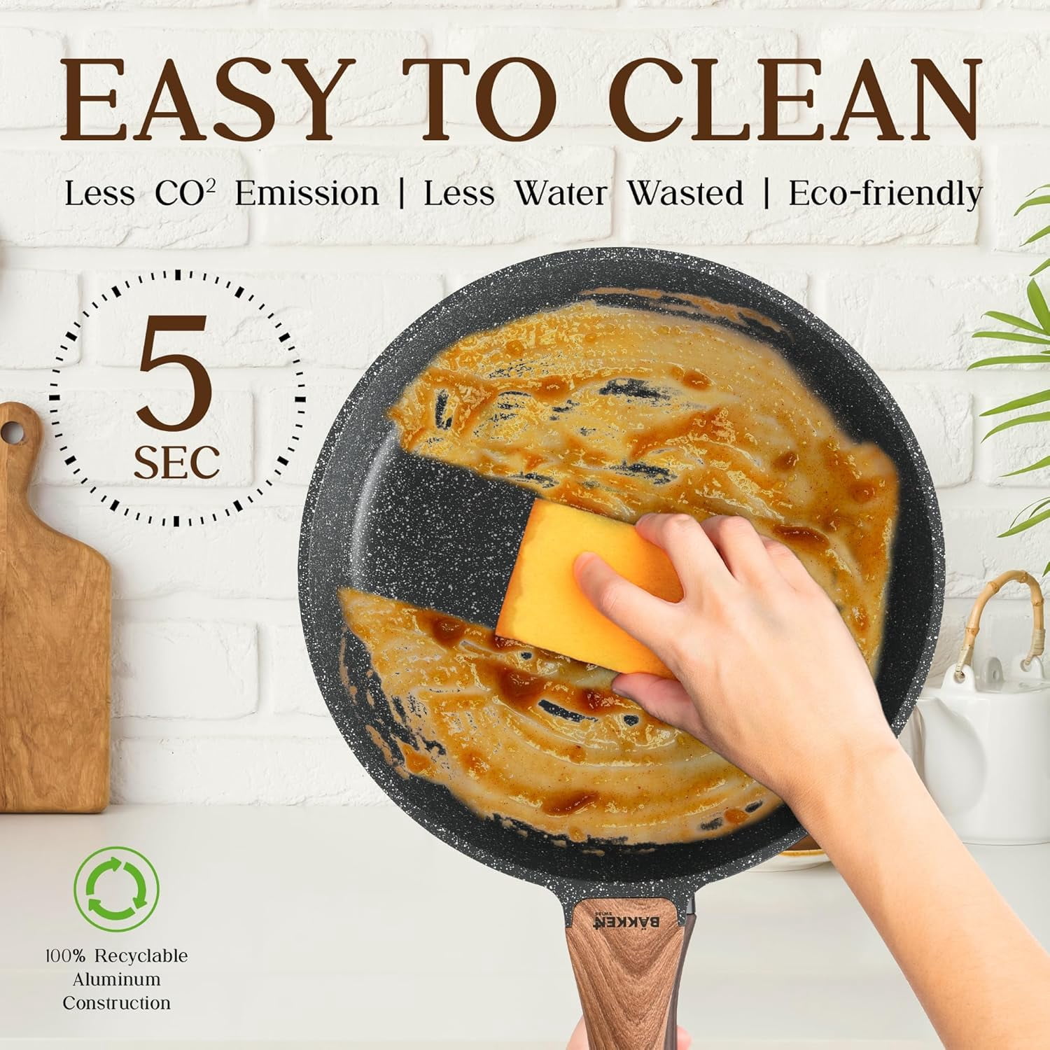 Bakken-Swiss 14-Piece Kitchen Cookware Set – Granite Non-Stick – Eco-Friendly – for All Stoves & Oven-Safe - Marble coating
