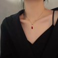 thumbnail image 4 of Conjunto de collar y pendientes de circonita de cristal rojo para mujer, conjunto de joyería de compromiso, regalo de aniversario para fiesta de cumpleaños, 4 of 4