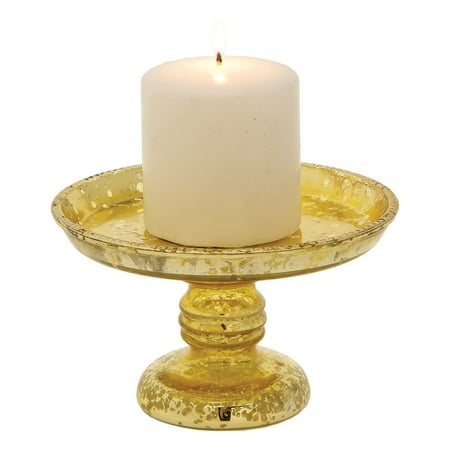 pillar candle mercury glass gold holder inch linda