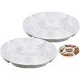 thumbnail image 1 of 2 Pcs Round Divided Snack Serving Plate Tray(White), Food Storage Tray Tray for Home, 1 of 5