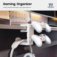 thumbnail image 2 of 3-in-1 PC Gaming Headset&Controller Holder - EURPMASK Headphone Stand w/Adjustable Clamp&2 Controller Holder&Rotating Arm&Cable Organizer, Universal PC Gaming Accessory Controller Headset Stand-White, 2 of 7
