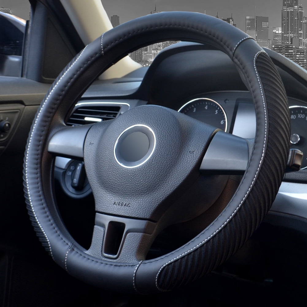 Achiou 15 Inch Car Steering Wheel Cover Universal with Microfiber Leather for Men and Women Breathable No Smell Suitable for Every Season Non-Slip Coffee and Black Achiou 15 Inch Car Steering Wheel Cover Universal with Microfiber Leather for Men and Women Breathable No Smell Suitable for Every Season Non-Slip Coffee and Black