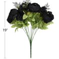 thumbnail image 2 of Ramo de flores artificiales con forma de peonía de seda, color negro (1 unidad), 2 of 4