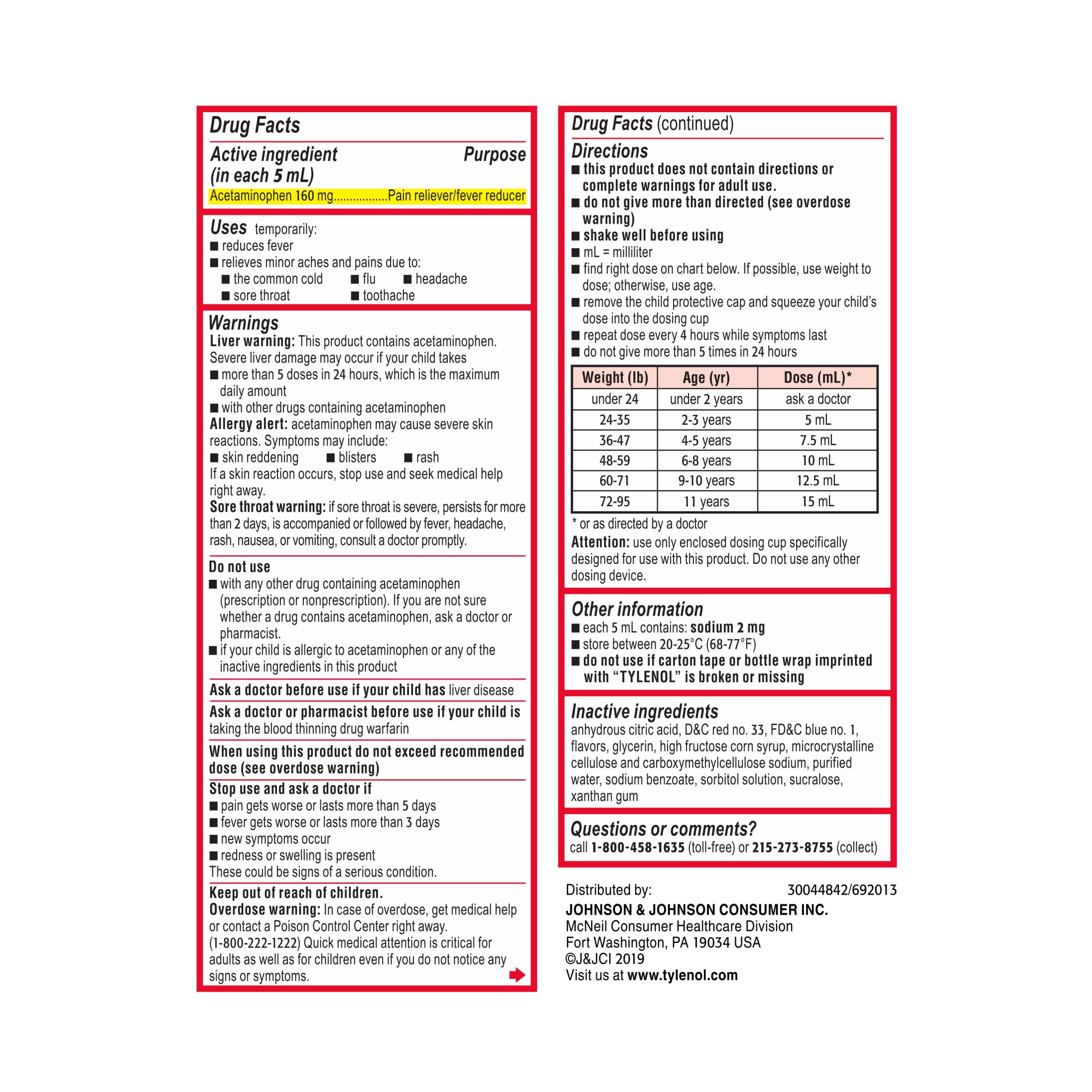 Children's Tylenol Pain + Fever Relief Cold Medicine, Grape, 4 fl. oz
