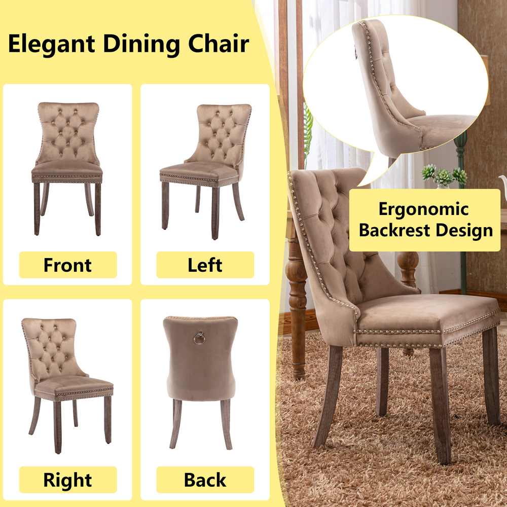 thumbnail image 6 of Bocarali Modern Upholstered Dining Chairs Set of 2, Velvet Kitchen Dining Room Chairs with Nailhead Trim for for Living Room, Bedroom, 6 of 6