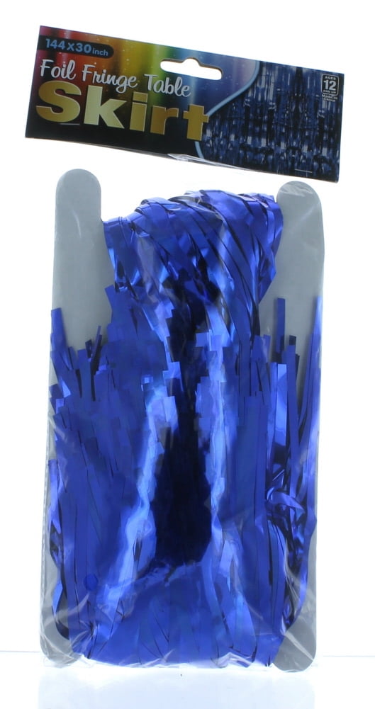 Blukey Blue Metallic Fringe Table Skirt 29x108-Inch 