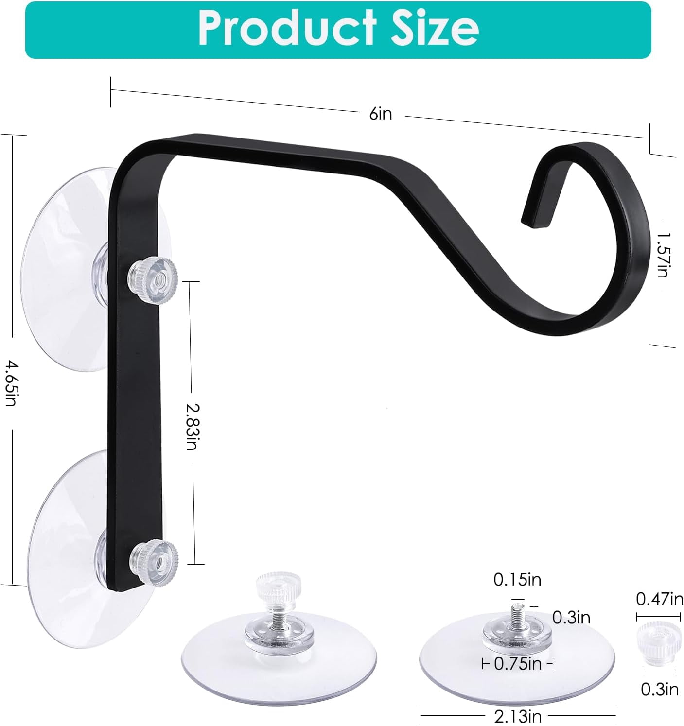 2 Pcs Heavy-Duty Window Suction Cup with Hanger, Window Mounted Wildlife, Hummingbird, Bird Feeders, Decorative Birdhouses, Wind Chimes & Plants, Strong Load-Bearing Hanging Hook