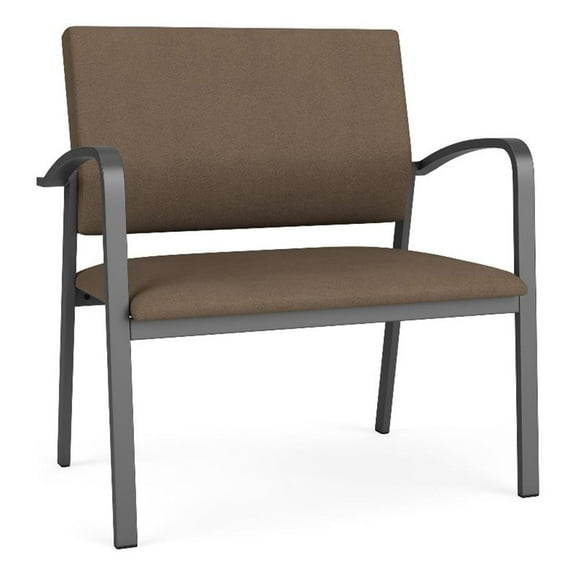 Newport Reception Waiting 18.5" Bariatric Chair / Charcoal Steel / Brown