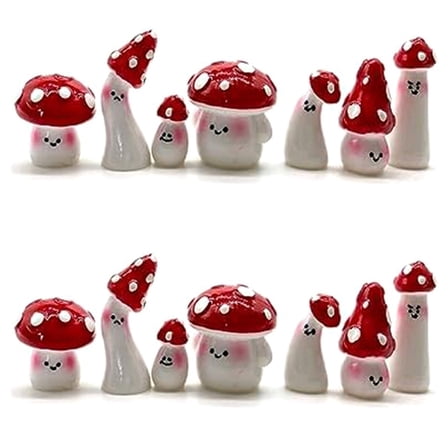 14Pcs Mini Mushrooms for Crafts Little Fairy Garden Tiny Resin Mushroom Decor Miniatures Statue