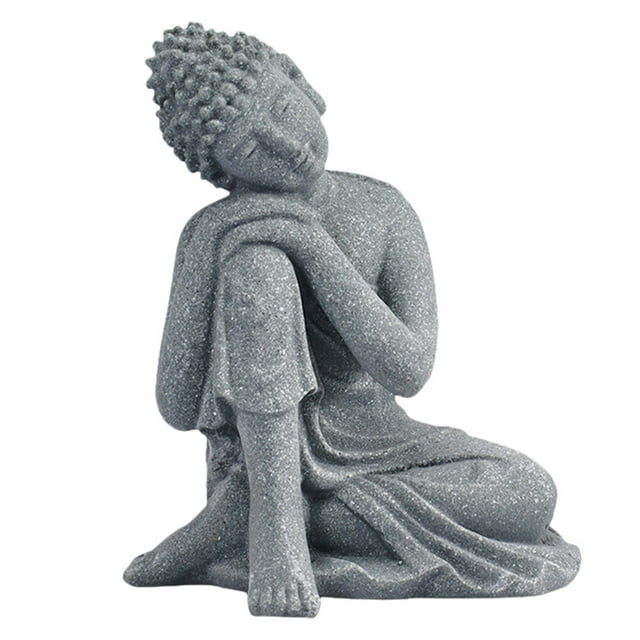 EeaseMX 1 estatua de Buda de arenisca, figura zen, artesanía decorativa para el hogar (gris)