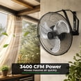thumbnail image 3 of Alvantor 18"/20" Industrial Wall Mount Fan, 3-speed IP44 Waterproof Fan, Max. 3400 CFM Wall Mounted for Outdoor, Commercial, Residential, Greenhouse, Workshop, Patio, High Velocity, 3 of 7