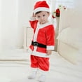 thumbnail image 7 of FYDUU Kids Santa Claus Clothes Suit For Boys Christmas Children's 4 Pcs Santa Outfit Velvet Tops + Pants + Hat + Belt Xmas Outfits Holiday Party Dress L, 7 of 7