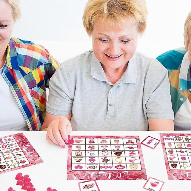 Valentines Day Bingo Game Cards 24 Players for Kids Party Card Games, School Classroom Games, Love Party Supplies