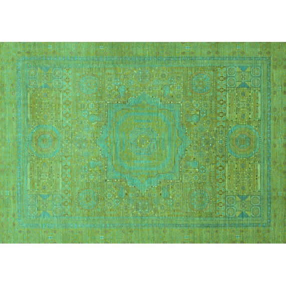 Ahgly Company Indoor Rectangle Abstract Turquoise Blue Modern Area Rugs, 7' x 10'