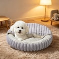 thumbnail image 3 of Round Plush Pet Bed for Dogs and Cats, Semi Enclosed Warm Sleeping Nest, Machine Washable Soft Cotton, 3 of 6