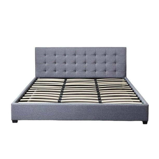 Base Cabecera Ilios Innova Para Cama King Size Madera Tapizada en Lino Gris