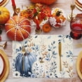 thumbnail image 3 of Placemats Set of 2 - 13x19 Inch, Blue White Pumpkins Fall Non-Slip Washable Place Mats for Dining Table, Thanksgiving Eucalyptus Farmhouse Polyester & Linen Blend Table Mats for Kitchen Party Holiday, 3 of 9
