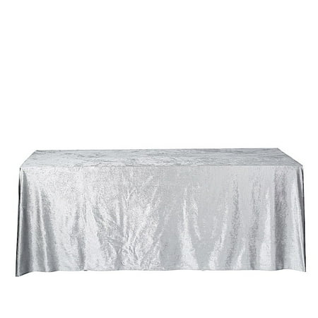 

BalsaCircle Christmas Holidays 90 x 156 Silver Rectangular Premium Velvet Tablecloth Linen