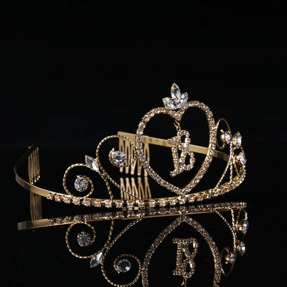 WHAMVOX Golden Birthday Crown with Rhinestone and Alloy for Elegant Decoration Lightweight and Durable Use