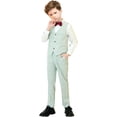 thumbnail image 3 of Lycody 3 Piece Kids Suit for Boys with Plaid Boy Formal Outfit Suit Toddler Boy Blazer Mint Green Size 10-12 Years for Wedding Graduate Prom Party, 3 of 10