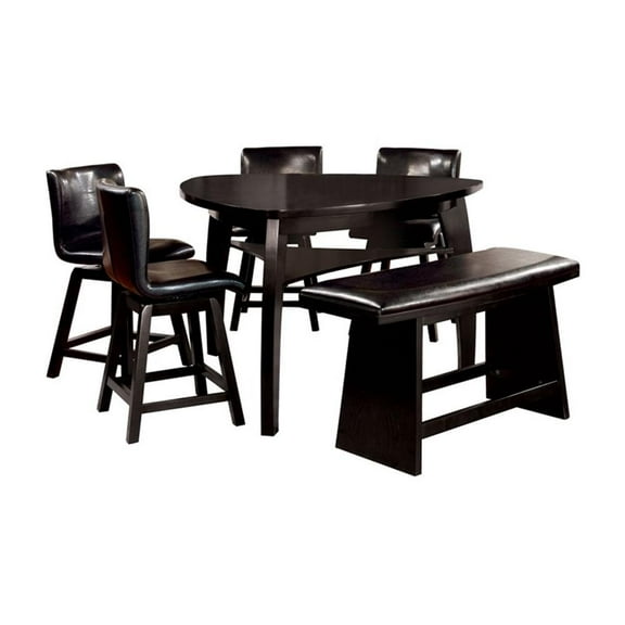 Bowery Hill Wood 6 Piece Counter Height Dining Set in Black