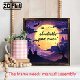 thumbnail image 6 of 2D Flat, 1pc Halloween Wooden Framed Wall Art - Spooky Moonlit Night Scene with Bats, Ghoulishly Good Times - Purple Pink Halloween Decor - PreFramed 8x8 Inch Home Decoration for Living Room, Kitch, 6 of 9