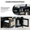 thumbnail image 4 of Lecut Buffet Sideboard Cabinet with Clear Acrylic Door Kitchen Storage Cabinets with Natural Rattan Drawer Modern Coffee Bar Cabinet with Led Lights for Kitchen Dining Room Living Room Hallway Black, 4 of 8