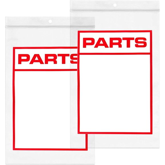 Pack of 100 Zipper Bags 6 x 9. Seal Top White Block Bags 6x9. Heavy Duty Plastic Bags 4 Mil. Printed "Parts" Resealable polyethylene Storage Bags with Hang Hole. Zipper Locking Poly Bags for