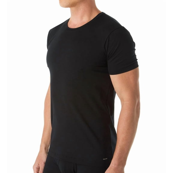 Men's Calida 14290 Cotton Code Crew Neck T-Shirt (Black 2XL)