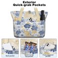 thumbnail image 2 of Tote Bag for Women - Pioneer Flower Shoulder Bag - Large Utility Work Duffle Bag with Zipper Handbag for Travel, Work, Sprots, 2 of 5